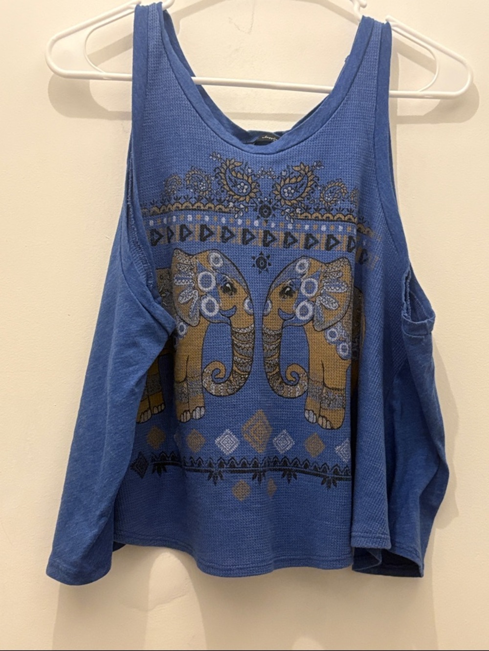 Blue Elephant Graphic Cold-Shoulder Tank